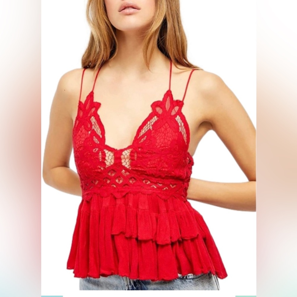 Free People - Adella Cami in Red - Size Small